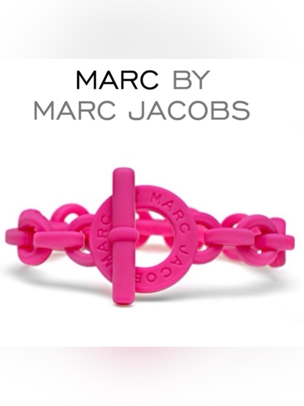 Marc By Marc Jacobs Pop Pink Turnlock Silicone Stretch Bracelet